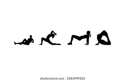 Minimalistic Exercise Silhouette Set for Sports and Fitness Branding.