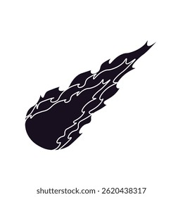 Asteroide que cae minimalista, blanco y negro