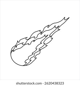 Minimalistic falling asteroid, black and white