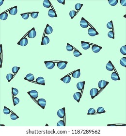 Minimalistic Fashion illustration. Vector seamless pattern with hand drawn sunglasses. Beautiful design elements, perfect for prints and pattern. Seamless Fashion color background