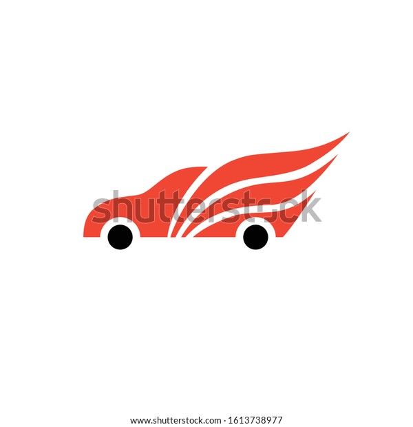 Minimalistic fast car logo design
concept with red and black colours. Consist of car silhuette and
fire flames.  Speed, fast delievery and high quality
illustration