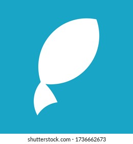 minimalistic figure a fish icon editable vector blue background