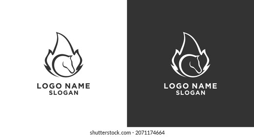 minimalistic fire horse vector logo