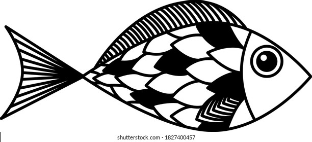 minimalistic fish logo isolated on a white background