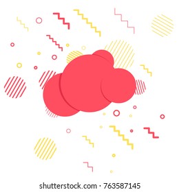 Minimalistic flat abstract geometrical simple banner background. Geometric bubble tag. Vivid retro poster design style. Vintage color and simple shapes, lines, stripes, circles. Vector illustration