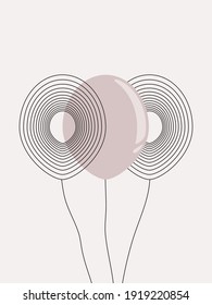 Minimalistic flat baloon with line art in vector illustration