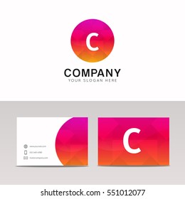 Minimalistic flat C letter in round shape logo company icon vector design