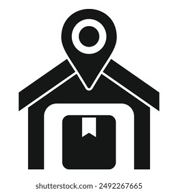 Icono de ubicación de diseño plano minimalista gráfico con Ilustración vectorial para Web e interfaz App en silueta en blanco y negro que representa un símbolo simple y monocromo para navegación y mapeo