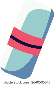  A minimalistic flat design illustration of an eraser, ideal for educational or office contexts, showcasing a clean and modern aesthetic.