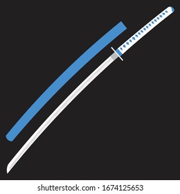 Minimalistic flat design of Katana sword with sheath....