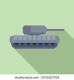 Minimalistic flat design of a military tank on a green background, suitable for various designs