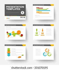 Minimalistic flat design Vector Template for presentation slides part 1