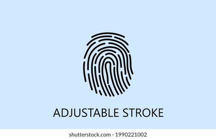 Icono minimalista y plano de huellas dactilares con trazos totalmente ajustables