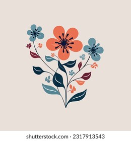 Minimalistic flat flora design with harmonious colour