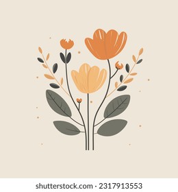 Minimalistic flat flora design with harmonious colour