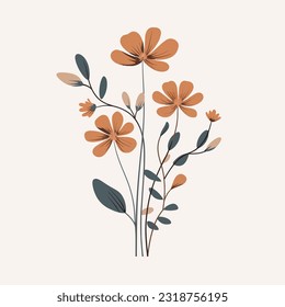 Minimalistic flat flora design with harmonious colour