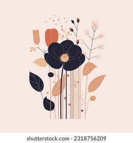 Minimalistic flat flora design with harmonious colour
