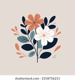Minimalistic flat flora design with harmonious colour