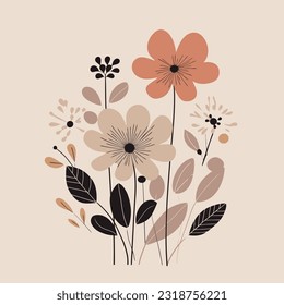 Diseño de flora plana minimalista con color armonioso