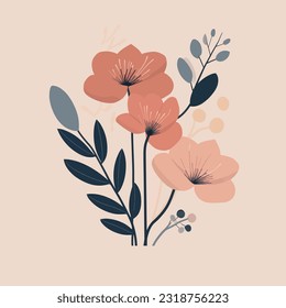 Diseño de flora plana minimalista con color armonioso