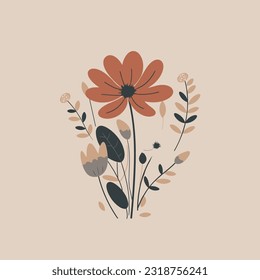 Diseño de flora plana minimalista con color armonioso