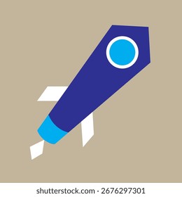 Minimalistic Flat Illustration of a Rocket Space