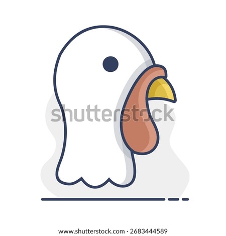Minimalistic flat line art illustration of a turkey head with a wattle. Ideal for farm, poultry, holiday, and thanksgiving design elements.

