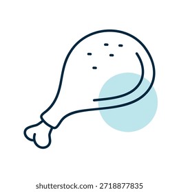 Ilustración minimalista de línea plana de un palillo de pollo asado o cocido. Ideal para comida rápida, restaurante y diseños de menú de barbacoa.

