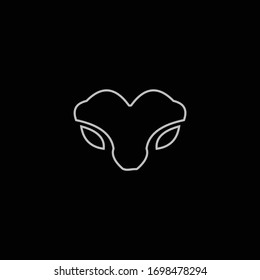 Minimalistic flat logo with cat nose for design inspiration
