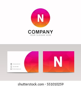 Minimalistic flat N letter in round shape logo company icon vector design