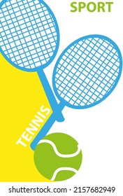 Minimalistic flat sport background with rackets and ball. Tennis.