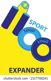 Minimalistic flat sports background with expander. Sporting goods. Vector graphics