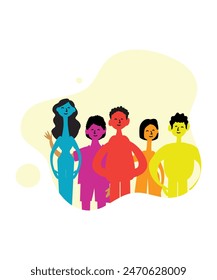Minimalistic Flat Style Art Of 5 People Vectors Showing Diversity And Inclusion