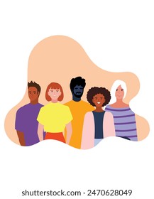 Minimalistic Flat Style Art Of 5 Diverse People Vectors Showing Inclusion