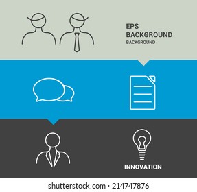 Minimalistic flat tab for infographics. Simply editable futuristic design with stroke icons. 