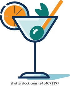 minimalistic flat vector cocktail summer illustration isolated clipart