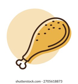 Icono de Vector plano minimalista de un palillo de pollo cocido, perfecto para menús de restaurantes de comida rápida, anuncios o App de cocina.
