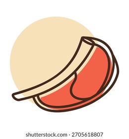 Ícone vetor plano minimalista de um bife de costela cru fresco, perfeito para promoções de churrasco, locais de receitas, ou projetos de açougue.
