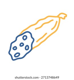 Ícone vetorial plano minimalista de um pedaço inteiro de salame seco, ideal para menus delicatessen ou aplicações de comida gourmet.
