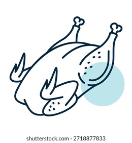 Minimalistisches flaches Vektorsymbol eines ganzen gebratenen Hühnchens oder einer Ente, geeignet für Thanksgiving-Rezepte oder Festtagsessen.