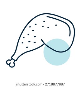 Ícone vetorial plano minimalista de uma perna inteira ou coxa de aves de capoeira, perfeito para menus de restaurantes, receitas de culinária ou design de fast food.
