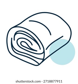 Ícone vetor plano minimalista de uma pancetta inteira enrolada, perfeito para menus de comida italiana, receitas, ou gourmet deli sites.
