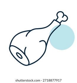Ícone vetorial plano minimalista de uma perna inteira de cordeiro ou presunto, ideal para receitas assadas, talhos ou projetos de comida de férias.

