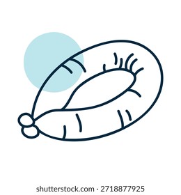 Minimalistisches flaches Vektorsymbol einer ganzen geräucherten Ringwurst, geeignet für Feinkostmenüs, Lebensmittelgeschäft-Apps oder Lebensmittelverpackungs-Design.
