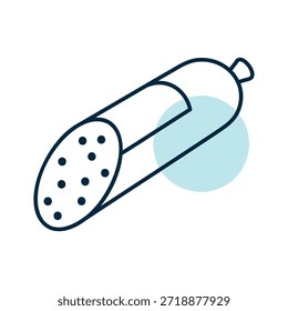 Ícone vetor plano minimalista de um todo, palito de salame curado, perfeito para aplicações de mercearia, ou deli design de produto.
