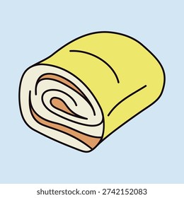 Minimalistic flat vector icon of a whole rolled pancetta, perfect for Italian food menus, recipes, or gourmet deli websites.
