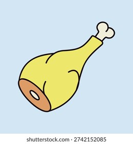 Minimalistic flat vector icon of a whole leg of lamb or ham, ideal for roast recipes, butcher shops, or holiday food designs.
