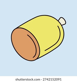 Minimalistic flat vector icon of a whole cooked sausage or deli ham roll, perfect for grocery store ads or food preparation design.
