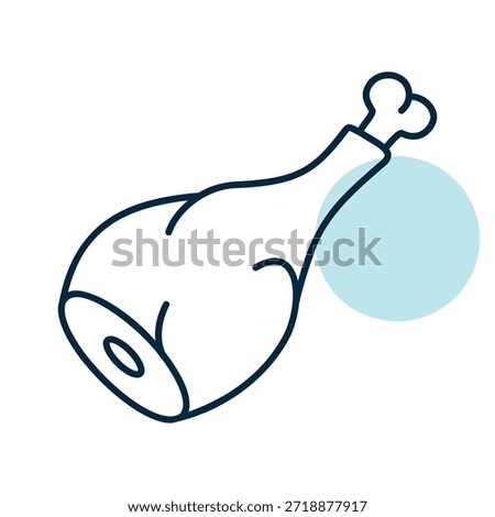 Minimalistic flat vector icon of a whole leg of lamb or ham, ideal for roast recipes, butcher shops, or holiday food designs.

