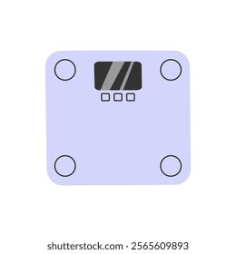 Minimalistic floor scales illustration. Digital weight measuring device in a flat design. Perfect for health apps, fitness materials, posters, stickers, and digital designs.